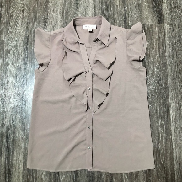 Philosophy Republic Clothing Ruffle Blouse - Taupe - Size S/P - Picture 1 of 10